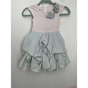 Biscotti Cap Sleeve Dress for Girls (Pink/Blue) ~Size M Rosettes Ruffled Skirt